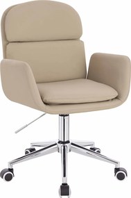 HR480K Scaun Crem Piele Ecologica Premium Soft cu Bază Cromata