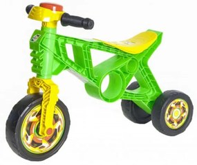 Motocicleta cu functie de trotineta fara pedale pentru copii NOVOKIDS™ EVO Balance Bike, Cu claxon, Maxim 30 Kg, 3 roti, Stabilitate mare, Verde