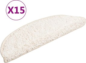 vidaXL Covorașe pentru scări, 15 buc., 56x17x3 cm, albe, semirotunde