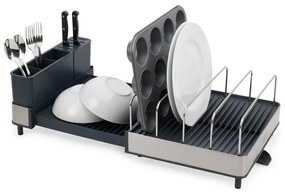 Resigilat: Uscator de vase Joseph Joseph 851690, Extensibil, Scurgere, Compartiment pentru cutite, Pliabil, Gri inchis/Inox