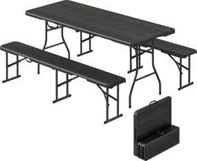 Outsunny Set masă pliantă și bănci de picnic 180 cm cu mânere de transport, negru | Aosom Romania