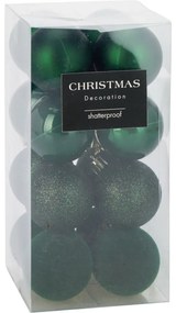 Set de 16 ornamente de Crăciun Festive Sparkles,verde, diametru 5 cm, plastic