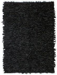 vidaXL Covor fire lungi, piele naturală, 120x170 cm, negru