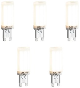 Set de 5 becuri LED G9 cu reglare în 3 trepte, opal, 4,5W 500 lm 4000K
