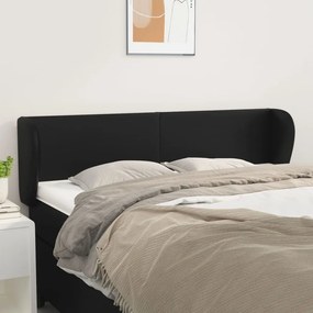 Tablie de pat cu aripioare negru 147x23x78 88cm piele ecologica 1, Negru, 147 x 23 x 78 88 cm