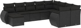 vidaXL Set canapele de grădină cu perne, 10 piese, negru, poliratan