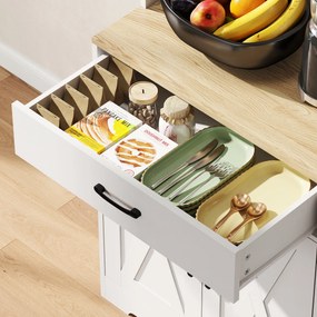 HOMCOM Bufet înalt bucătărie dulap de bucătărie cu 6 uși 2 sertare blat rafturi reglabile 94x39,5x175,2cm alb | Aosom Romania