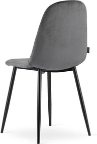 OFERTA Scaun din catifea gri inchis ASTI cu picioare negre Calitatea a II-a