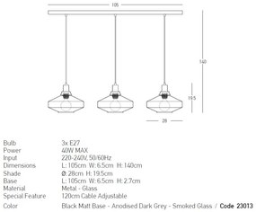 Lustra suspendata design decorativ Zenia 3L fumurie