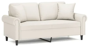 3153174 vidaXL Canapea cu 2 locuri, perne&pernuțe crem 140 cm piele ecologică
