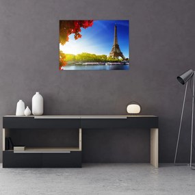 Tablou pe sticlă - toamna la Paris (70x50 cm)