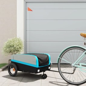 vidaXL Remorcă pentru biciclete, negru și albastru, 30 kg, fier