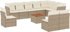 vidaXL Set canapele de grădină cu perne, 11 piese, bej, poliratan
