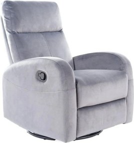 Fotoliu recliner OLIMP, stofa catifelata gri - Bluvel 14, 72x80-160x10