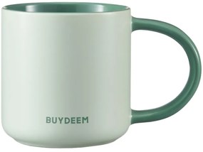 Ceasca ceramica pentru ceai si cafea Buydeem CD1018-CG, 350 ml, Fund plat, Scala de masurare interna, Verde