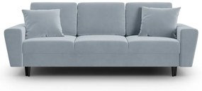 Canapea albastru-deschis extensibilă, cu spațiu de depozitare cu tapițerie din catifea 235 cm Kyoto – Cosmopolitan Design