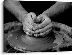 Tablou alb negru - producția de ceramică (70x50 cm)