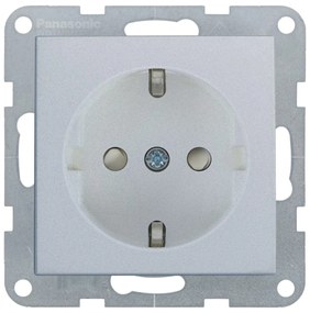 Priza simpla cu impamantare, protectie copii, 16A, IP20, Argintiu, Panasonic Karre Plus 55