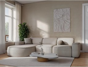 Colțar bej cu tapițerie din chenille (cu colț pe partea dreaptă/cu șezlong) Omao – Makamii