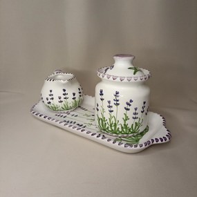 Set ceramică servit ceai/cafea model lavandă