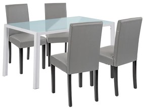 Set de masă Mira 4+1 alb-gri