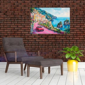 Tablou - Drum roz pe coastă (90x60 cm)
