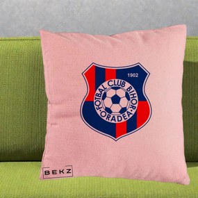 Perna Personalizata FC Bihor Oradea 1902 Fotbal, 40x40 cm, Roz, Husa Detasabila, Perna Inclusa, BEKZ®