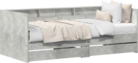 vidaXL Pat de zi cu sertar cu depozitare Gri 90 x 200 cm Lemn compozit