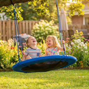 AIYAPLAY Leagăn tip cuib, leagăn pentru 2 copii cu corzi reglabile pe înălțime, șezut rotund Ø 80 cm, albastru | Aosom Romania