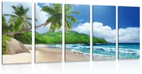 Tablou 5-piese plajă frumoasă pe insula Seychelles