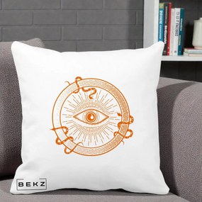 Perna Personalizata Ochiul Providentei Mistic Orange, 40x40 cm, Alba Mata, Husa Detasabila, Perna Inclusa, BEKZ®