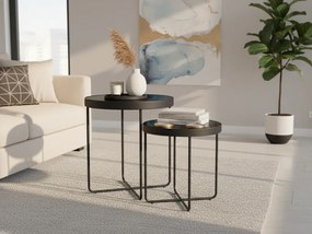 Mese de colt ATENA GLASS set 2 buc Ø 40/45 cm, negre