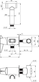 TEMISTO Baterie pentru bideu, îngropat, cu duș de mână tip bidetta BQT_N34M Finisaj: nero