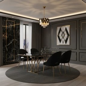 Brilagi - Candelabru cu lanț CRISTAL 5xE14/40W/230V Ø 38 cm auriu/negru