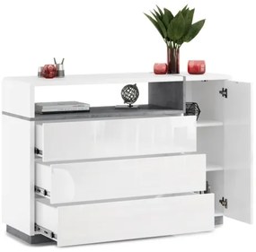 Dulap cu sertar FRED alb/gri