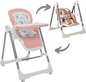 RESIGILAT Scaun de masa bebelusi multifunctional 2 in 1 Kidizi Swingy roz, transformabil in leagan bebe