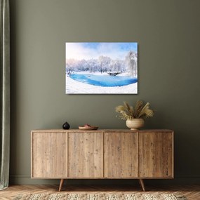 Tablou pe sticlă - Lac de gheață (70x50 cm)