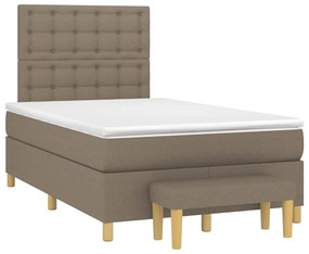 vidaXL Pat box spring cu saltea, taupe, 120x190 cm material textil
