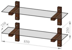 SET 2x raft de perete 25x85 cm pin/transparent
