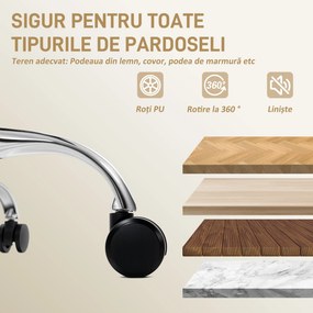 HOMCOM Scaun de birou cu suport pentru picioare și tetieră, din piele PU, spumă și metal, 76x73x117-125 cm, crem | Aosom Romania