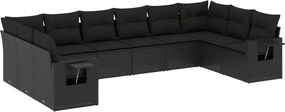 vidaXL Set canapele de grădină cu perne, 10 piese, negru, poliratan