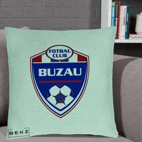 Perna Personalizata FC Buzau Fotbal, 40x40 cm, Verde Menta, Husa Detasabila, Perna Inclusa, BEKZ®