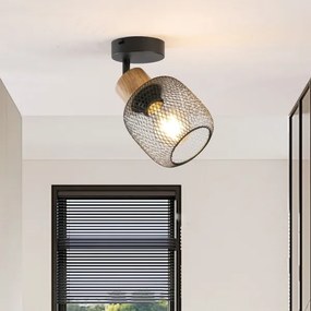 Brilagi - Aplică spot de perete BASKLITE 1xE27/15W/230V lemn de cauciuc/negru