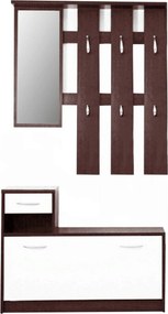 Set hol MECKI, wenge/alb, DTD laminat, format din cuier, oglinda si pa