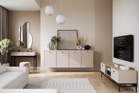 Consolă / măsuță toaletă Lorini 100 cm cu sertare - cașmir / mânere negre / cadru