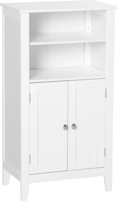 Kleankin Dulap Baie cu Rafturi Reglabile, Design Rezistent la Umiditate și Anti-Inclinare, 50x30x93 cm, Alb | Aosom Romania