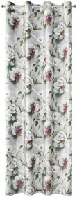 Draperie gri-alb, cu flori albe, pe inele Lungime: 250 cm