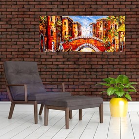 Tablou - Pictură în ulei a orașului III. (120x50 cm)