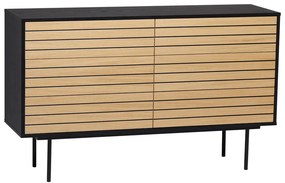 Comodă neagră/în culoare naturală joasă cu aspect de lemn de stejar 140x84 cm Stripe – Woodman