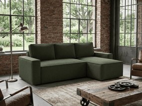 Canapea extensibila de colt SMART BOUCLE, verde inchis, reversibila, 232x143 cm